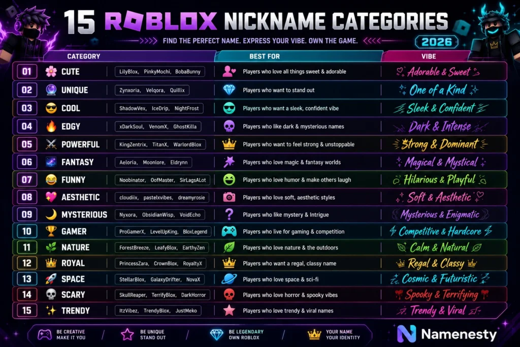 Cool Roblox Nicknames