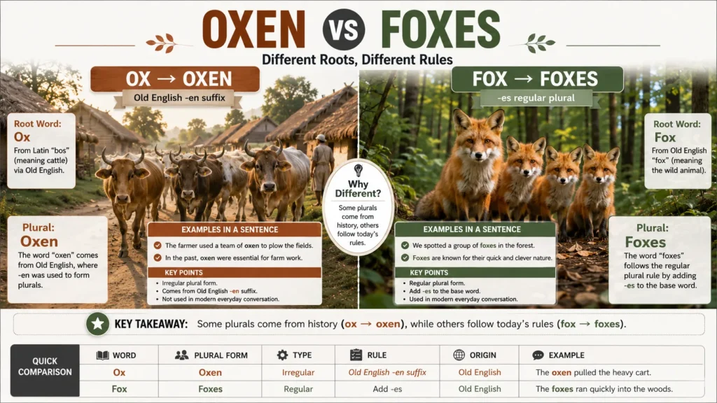 Plurals of Ox and Fox