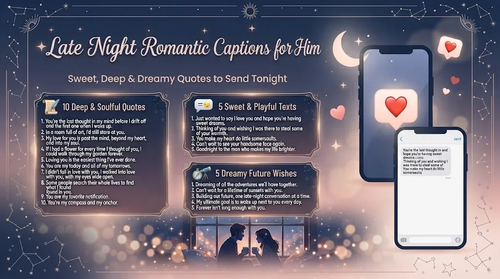 Late Night Romantic Captions for Him