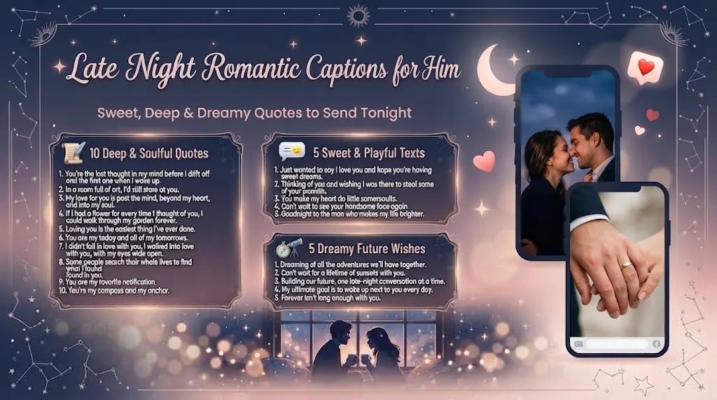 Late Night Romantic Captions for Him