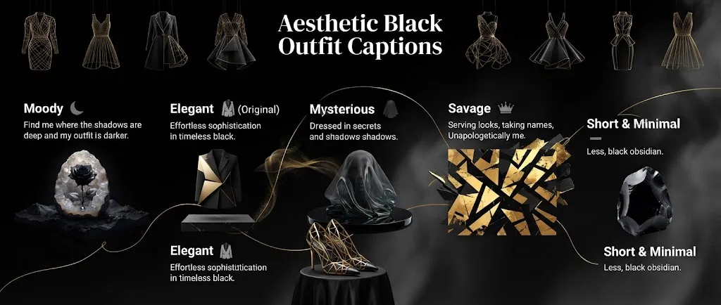 Aesthetic Black Outfit Captions