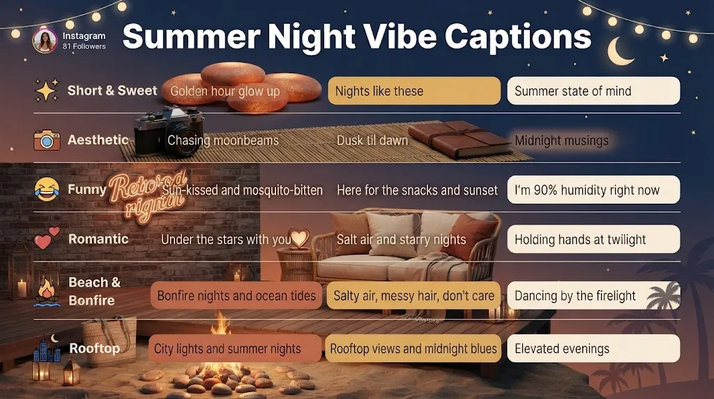 Summer Night Vibe Captions