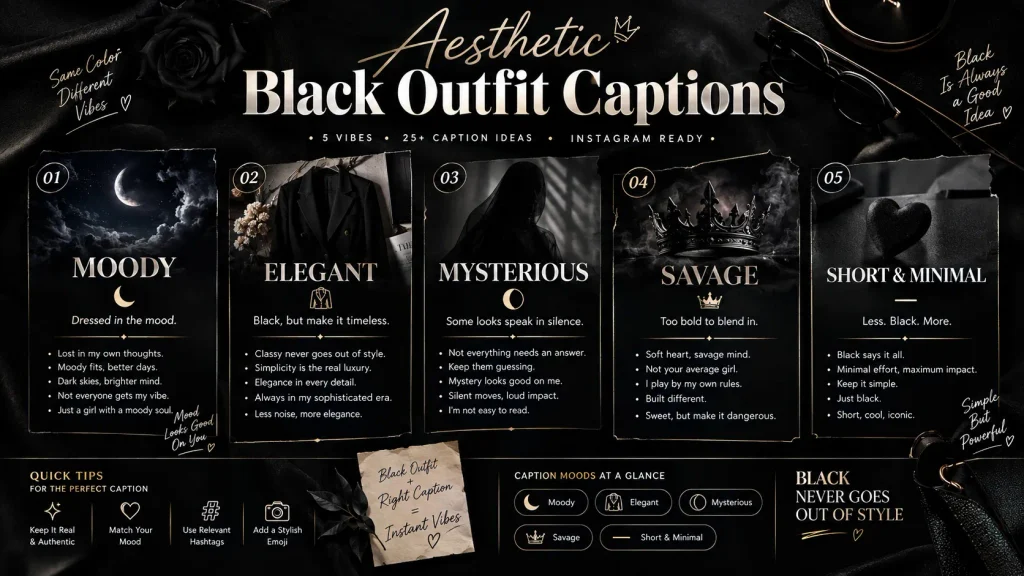 Aesthetic Black Outfit Captions