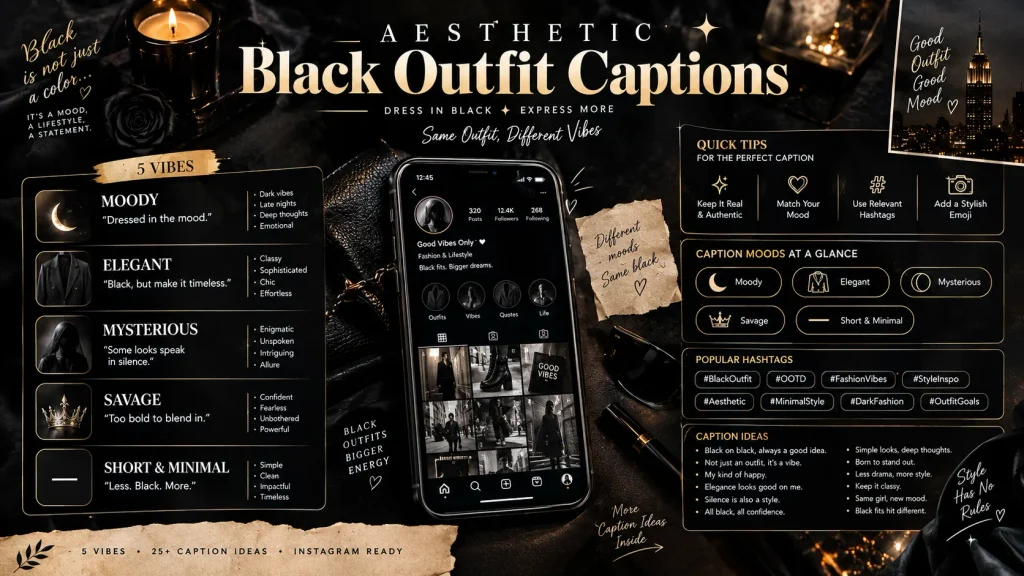 Aesthetic Black Outfit Captions