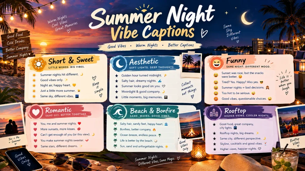 Summer Night Vibe Captions