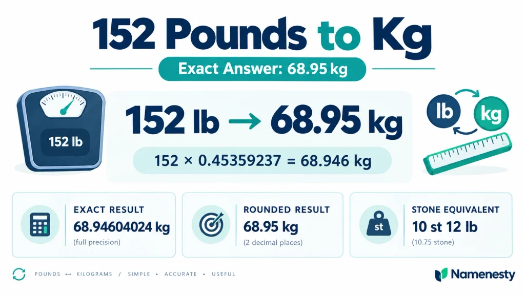 152 Pounds in Kg