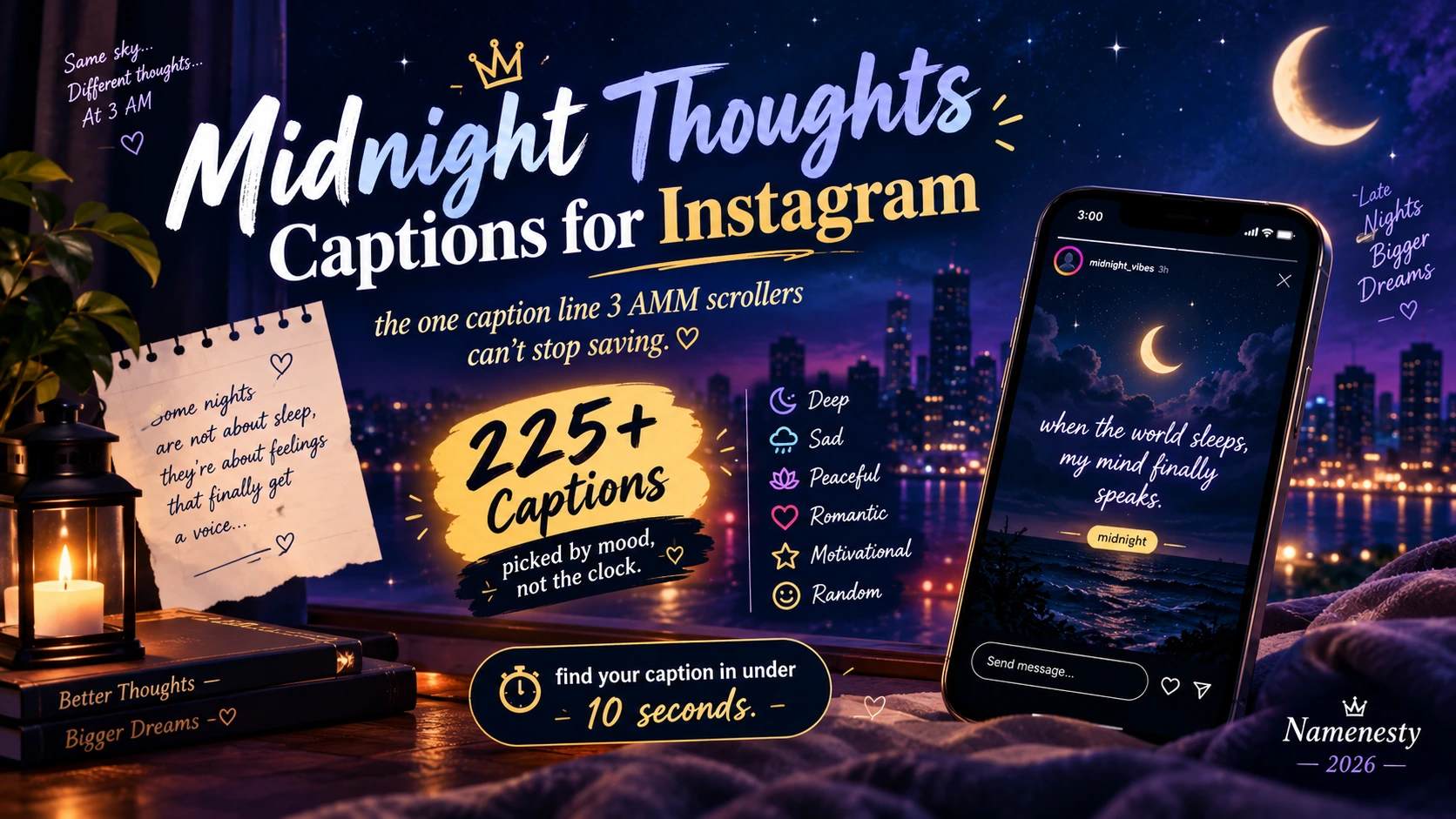 Midnight Thoughts Captions for Instagram